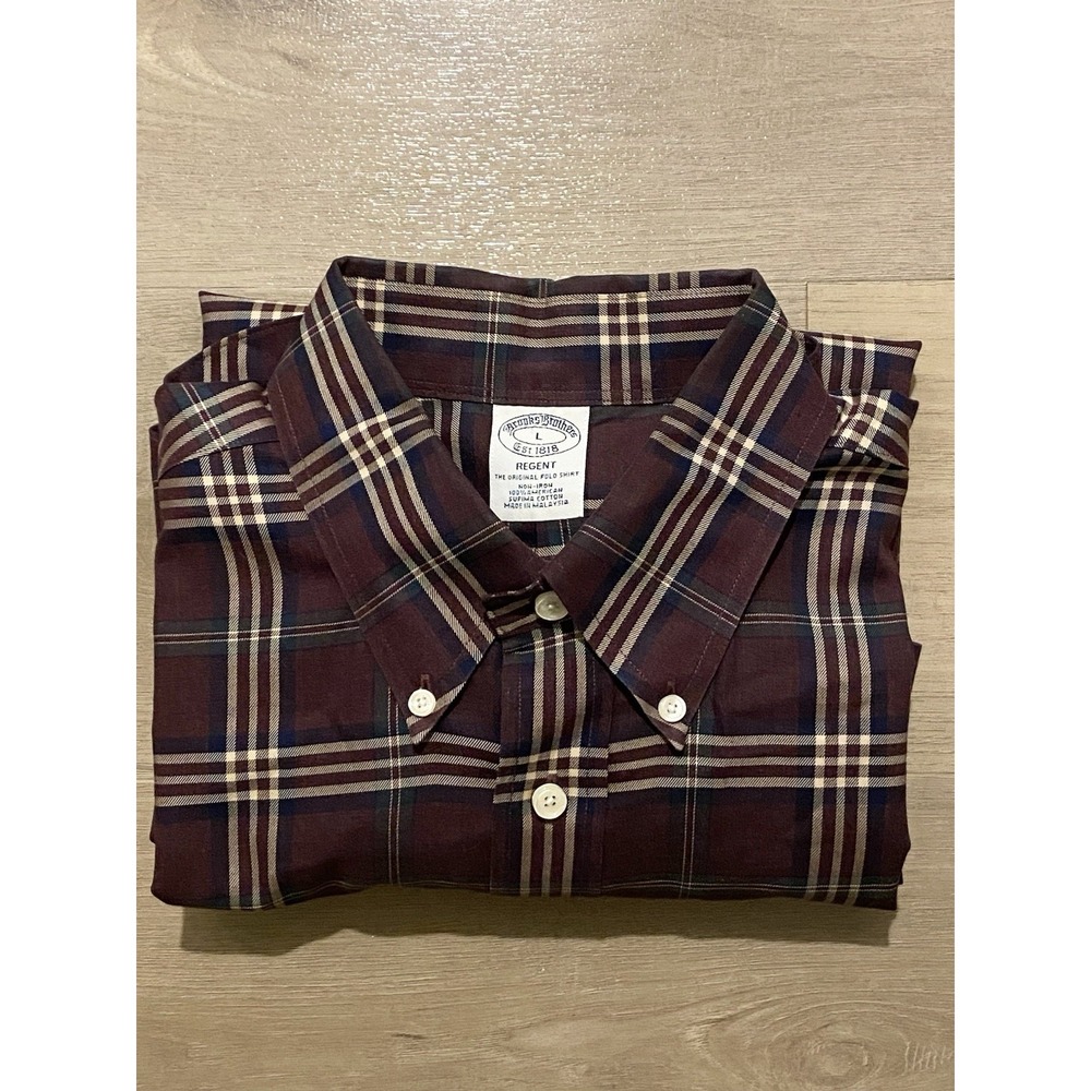 Brooks Brothers 1818 Regent Shirt Mens Long Sleeve Non-Iron Button Down Large